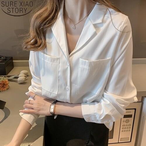 White Shirt 2021 Korean OL Style Loose Women Shirts Long Sleeve Blouse Fashion Suit Collar Office Lady Clothes Plus Size 8875