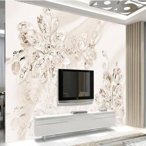 Beibehang Custom large fresco 3D stereo European luxury jewelry flowers silk TV background wall non-woven fabric wallpaper