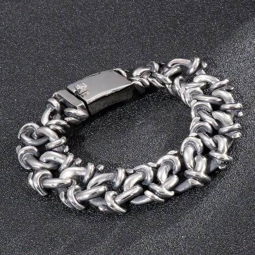 Irregular Special Design Metal Link Chain Men Bracelet Punk Rock Stainless Steel Viking Fashion Wrstband Bangle Jewelry