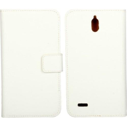 1PCS Fashion White Color Genuine Leather Wallet Back Skin Pocuh Covers Case for Huawei Ascend G610 with Magnetic Closure