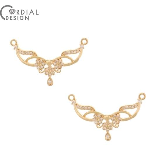 Cordial Design 30Pcs 17*31MM Jewelry Accessories/CZ Charms/Hand Made/Flower Shape/Jewelry Findings/DIY Pendant For Necklace