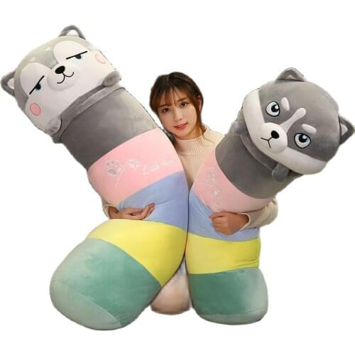 Fashion Cute Husky Sleep Long pillow Plush Toy rainbow Knee Pillow Almofada Coussin Shiba Inu Decorativos high quality gift kids