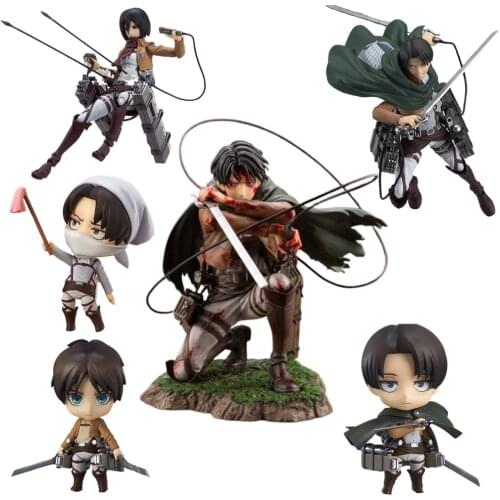 Attack on Titan Anime Figure Levi Ackerman 390 417 Eren Jaeger 375 Action Figurine PVC Toys Model Kids Doll Keychain Mikasa Gift