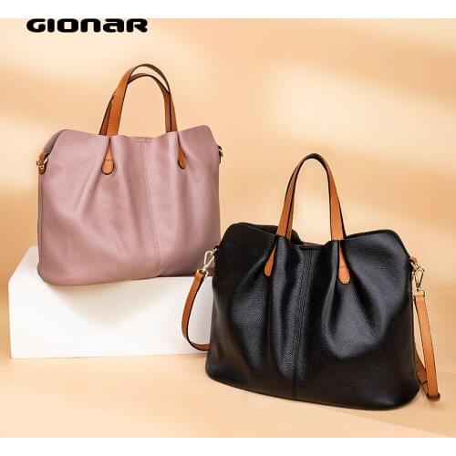 GIONAR RFID Premium Handcrafted Cow Top Layer Leather Hobo Handbags Designer Crossbody Shoulder Purse Large Tote Bag for Women
