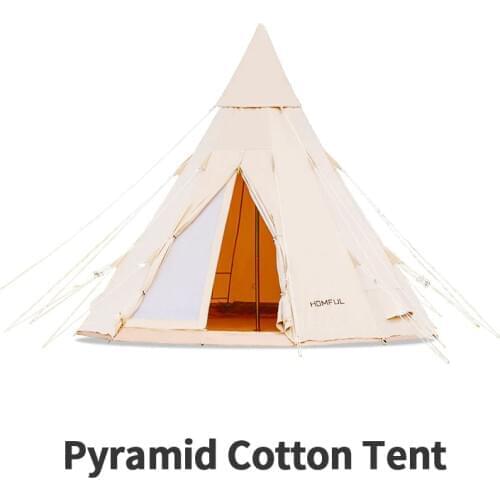 Camping Outdoor 5-8 Persons Cotton Series Tent 3m/4m Luxury Family Travel Tent Breathable Rainproof Portable Indian Pyramid Tent