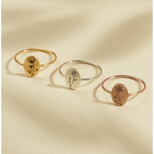 Birth Flower Ring Floral Signet Ring Flower Jewelry Spring Jewelry Birthday Gift Mothers Day Gift for Mom