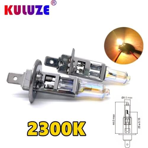 KULUZE 2 Pcs H1 12V55W Headlamp 2300K P14.5s Halogen Replace Upgrade Super Yellow Rain And Fog Proof Light Car Bulbs