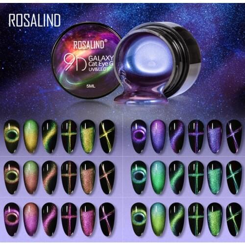 ROSALIND Magnetic Gel Polish 9D Cat Eye UV LED Set For Manicure Base Top For Nails Gel Lacquers Hybrid Varnishes Magnet Nail Gel