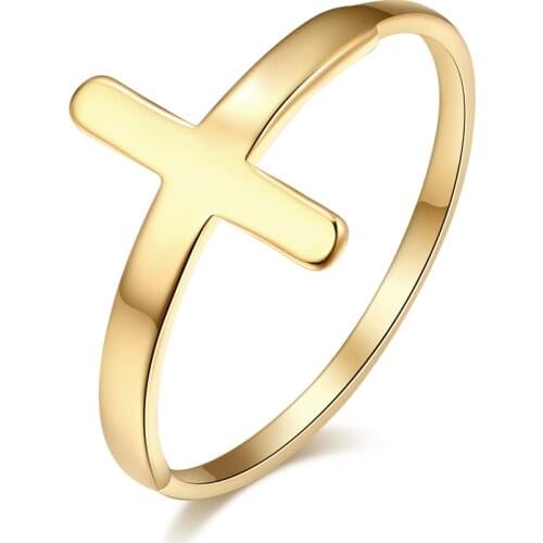 DOTIFI Fashion Hot Classic Ring 316L Stainless Steel Cross Gold Silver Color Jewelry Girl Party Valentines Day Gift R259