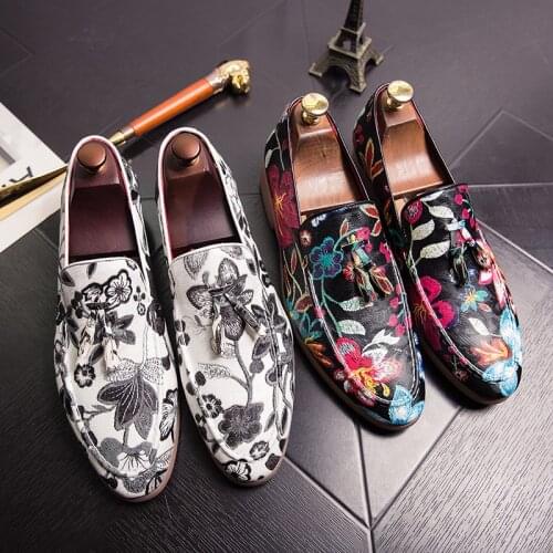 Men Wedding Party Dress Shoes Men Loafers Big Size 47 Pattern Men Shoes