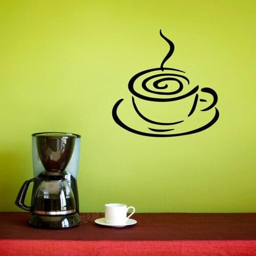 Coffee Cup Wall Decal Kitchen Decor Dining Room Cafe Window Decoration Wall Stickers Removable Home Ornament Wallpaper A324