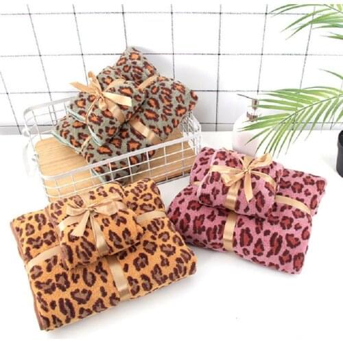 New Hot Sale Soft Leopard Coral Velvet Towel Set Absorbent Bath Towels Face Hand Shower Towel Lady Quick Dry Bathing 2PCS Sets