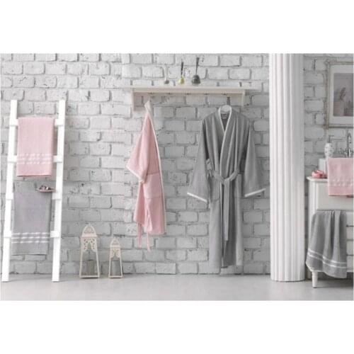 New Collection - Bamboo Womens and Mens Bathrobe Set (Powder and Gray Color)