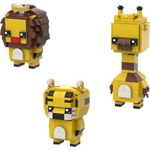 New arrive DIY MOC Cute Cartoon Plastic Building block animal tiger lion giraffe Auction Figures brickheadz for Children Gifts