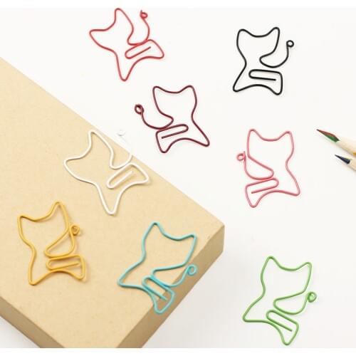 Wholesale Cute Paper Clips Lot 500pcs Cat Shape Metal Paperclip Colored Paper Clips Office Desk Accessories Stationery Supplies