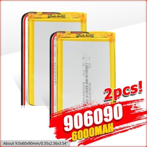 Rechargeable li-po Polymer battery 6000 mah 3.7V 906090 smart home MP3 speakers Li-ion battery for dvr,GPS,mp3,mp4,cell phone