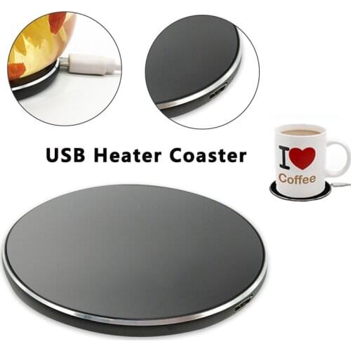 USB Heating Coaster Cup Coffee Milk Tea Warmer Heater Mat Pad Metal Mugs Coaster Beverage Cup Mat Kitchen Tools Heater 1PC