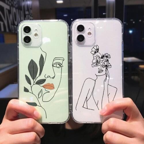 ZUIDID Abstract Art Line Face Clear Phone Case For iPhone 11 Pro 12 XS MAX SE20 8 7 6Plus X XR Funny Shockproof Soft Cover Shell