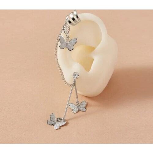 Duobeiduo Butterfly Pendant Earrings Women Tassel Jewelry Creative Simple Clips Earrings Korean Fashion Gift Bijouteria Arete