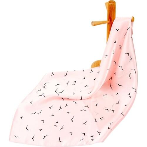 High-quality Pure Silk Scarf Women Bandana Female Hair Scarf Top Womens Natural Silk Square Neck Head Scarf for Women Seagull