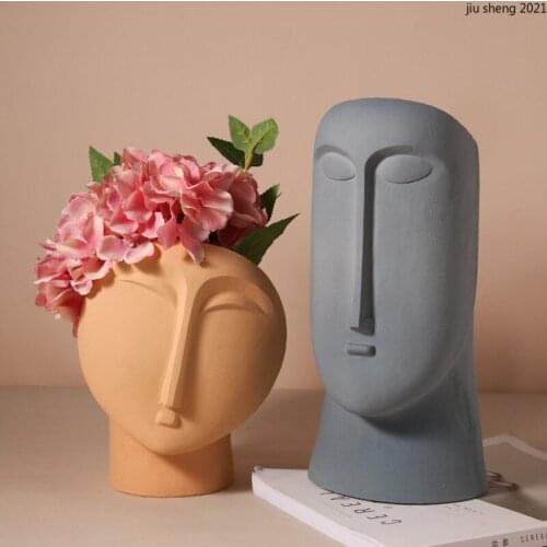 Modern Ceramic Face Vase Abstract Art Character Sculpture Flower Arrangement Living Room Desktop Head Decoration Vase Home Decor