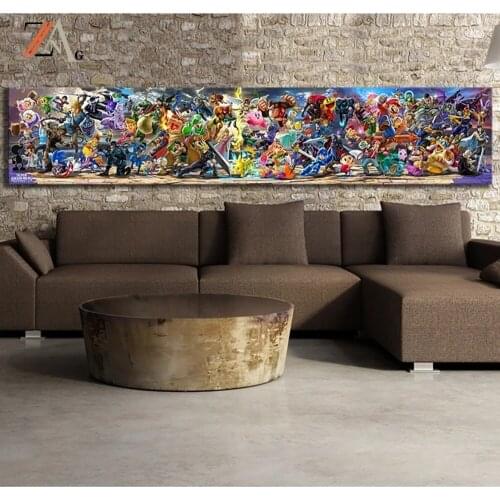 Super Smash Bros Video Game Poster Cartoon Picture Painting on Canvas Anime Art Mural for Home Childrens Room Decoration