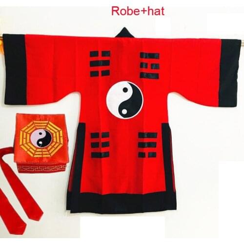 Unisex high quality red/yellow/black Taoist priest garment robe suits tai chi sutra clothing Vestment taoism gown uniforms