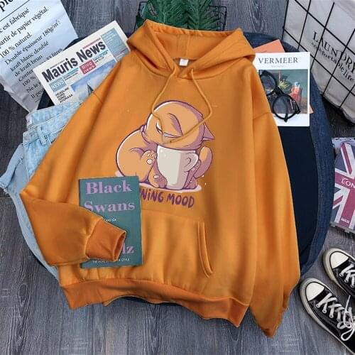 Morning Mood Sleepy Cute Comic Prints Streetwear Woman 2021 Spring New Hoody Harajuku Loose Hooded Hip Hop Fleece Women Hoodies