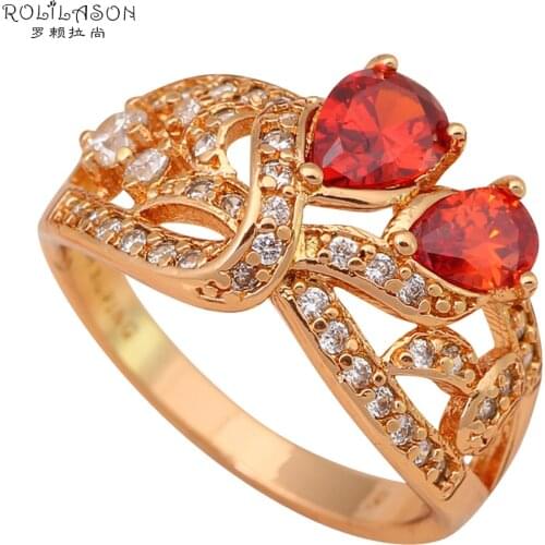 Royal Red crystal Gold Tone Health Fashion Jewelry Nickel & Lead Free Golden Element Rings Size #6.5 #7 #7.5 JR1885
