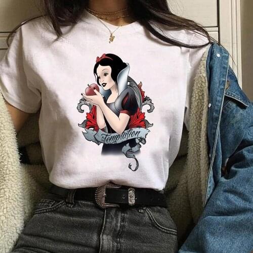 Snow White T Shirt Women Disney Princess Poison Apple Print Tops Cartoons Casual Clothes O-neck Short Sleeve Tees Femme Ullzang