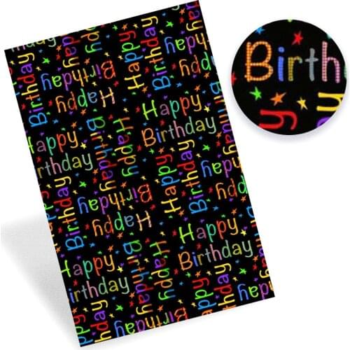 CHEER BOWS 22*30cm/A4 1pc Synthetic Leather Fabric Happy Birthday Printed Faux Leather Sheet Handmade Hair Bow DIY Shoe Supplies