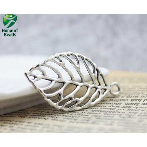 10Pcs Pick Colour Leaves Filigree Wraps Metal Crafts Connector For Jewelry Making DIY Accessories Pendant 50x26mm ZA1218