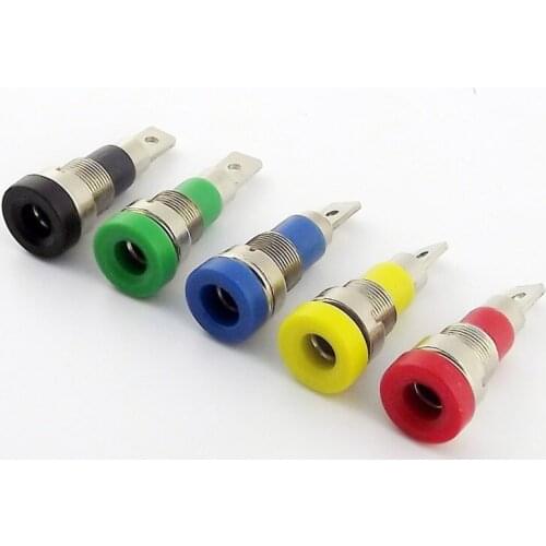 100x Multimeter Instrument 4mm Banana Jack Binding Post Panel Mount Test Probe 5C Black/Red/Yellow/Blue/Green