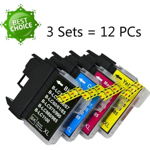 12X LC11 LC16 LC38 LC61 LC65 LC67 LC980 LC1100 Ink Cartridge for Brother DCP- J140W DCP-145C DCP-165C DCP-185C DCP-195C Printer