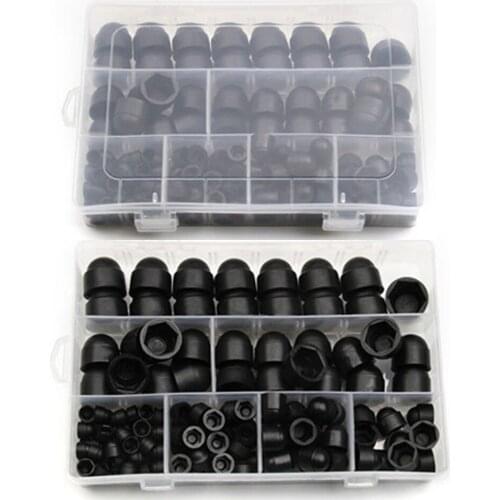 145pcs Hexagon Nutrs Bolt Cover Screw Cap M4-M12 Nylon Acorn Nut Dome Hex Cover Protecting Hexagon Screws Bolts Assortment Kit