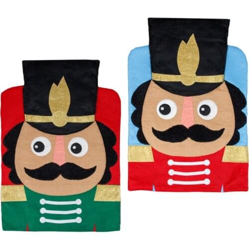 2pcs Home Restaurant Chair Covers Christmas Themed Nutcracker Chair Covers