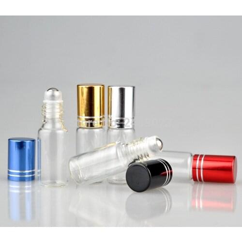 20Pieces/Lot Mini 5ML Travel Glass Roll on Perfume Bottle For Essential Oils Empty Cosmetic Case With Steel Beads