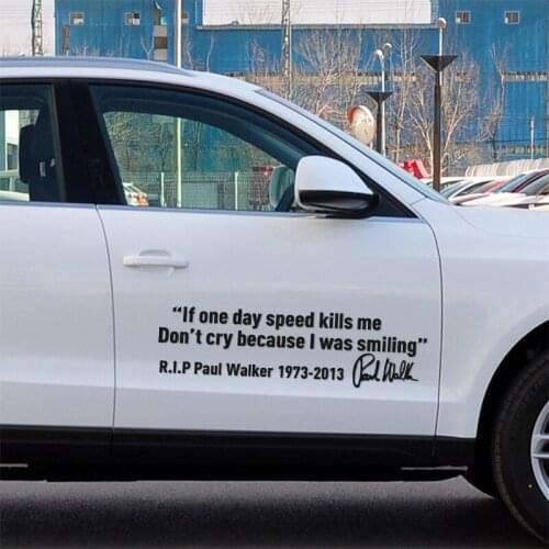 3 Pieces Paul Walker Signature Car Stickers Decal Car-Styling For All Car exterior accessories