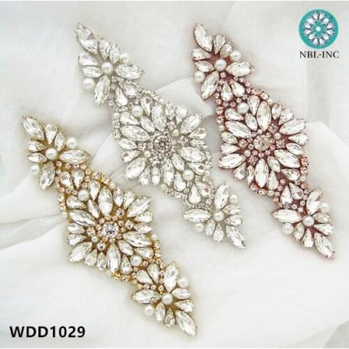 30PCS) Wholesale handmade beaded crystal rhinestone applique patch sew iron on for wedding dresses WDD1029