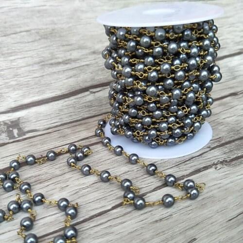 5 metres /lot Handcrafted chain jewelry Finding,pearl Beaded Chains,DIY necklace hand chain jewelry finding LZ34