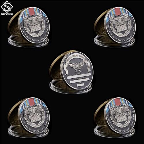 5PCS USA Military Challenge Metal Coin Global War On Terror Expeditionary Medal Commemorative Coin
