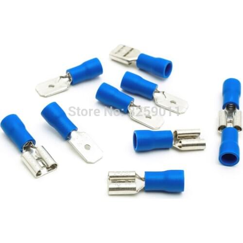 500PCS Fully Insulated Electrical Connectors Audio Wiring Butt Connector Crimp Terminal Male Female Pre-Insulating MDD/FDD2-250