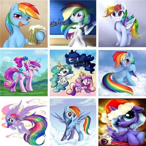 Diy 5d Diamond Painting Cartoon Princess Pony Mosaic Cross Stitch Needlework Rhinestone Diamond Embroidery Unicorn