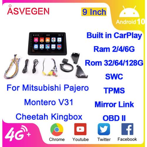 9" Android 10 Car Radio Player For Mitsubishi Pajero Montero V31 Cheetah Kingbox With GPS Navigation Auto Video Stereo