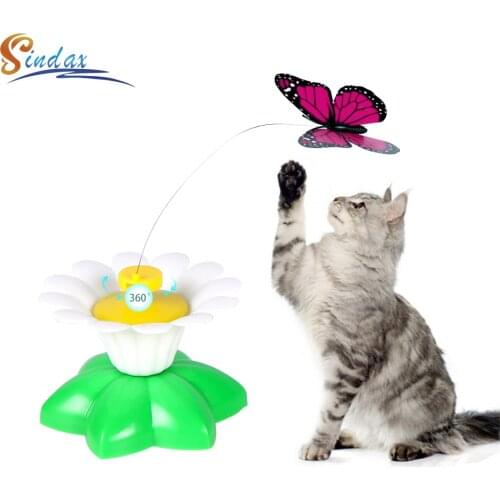 Automatic Butterfly Teaser Cat Toy Electric Rotating Cat Toy Cat Scratch Toys Interactive Cat Exercise Training Cats Wand