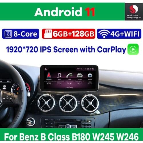 12.3" Snapdragon 8Core 4+64G Android 10 Car Multimedia Player GPS Stereo Radio Video for Mercedes Benz B Class B180 W245 W246