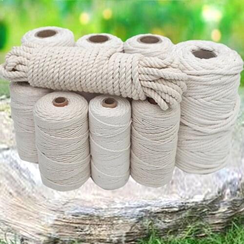 1MM To 12MM Weaved White Cotton Cord Macrame Rope Twisted String Twine Roll For Home DIY Handmade Craft Decoration Accessories