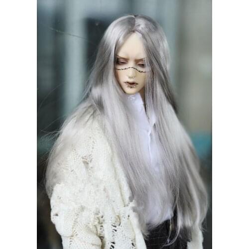 BJD doll wig suitable for 1/6 1/4 size wig baby silk ancient costume and wind silver grey soft silk long hair doll accessories
