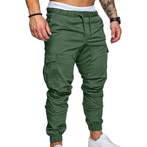 Male Trousers Outdoor Joggers Pant Tactical Pants Men Pants Breathable Tied Rope Solid Color Drawstring Long Pants for Outdoor