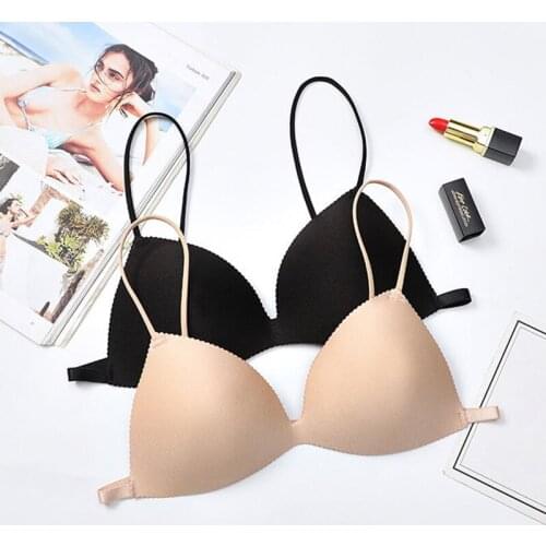 One-piece Thin Bra Triangular Wirefree Underwear Seamless Push up Contour Bra with Thin Strap Sling for Girls TT@88